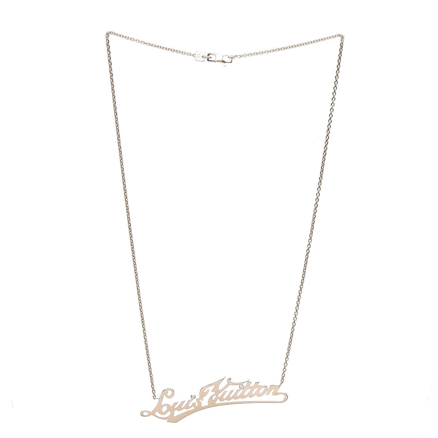 Louis Vuitton 18K Yellow Gold Diamond ID Nameplate Necklace 3 of 5