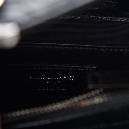 Saint Laurent Calfskin Python Embossed Monogram Medium College Bag Black 6 of 9
