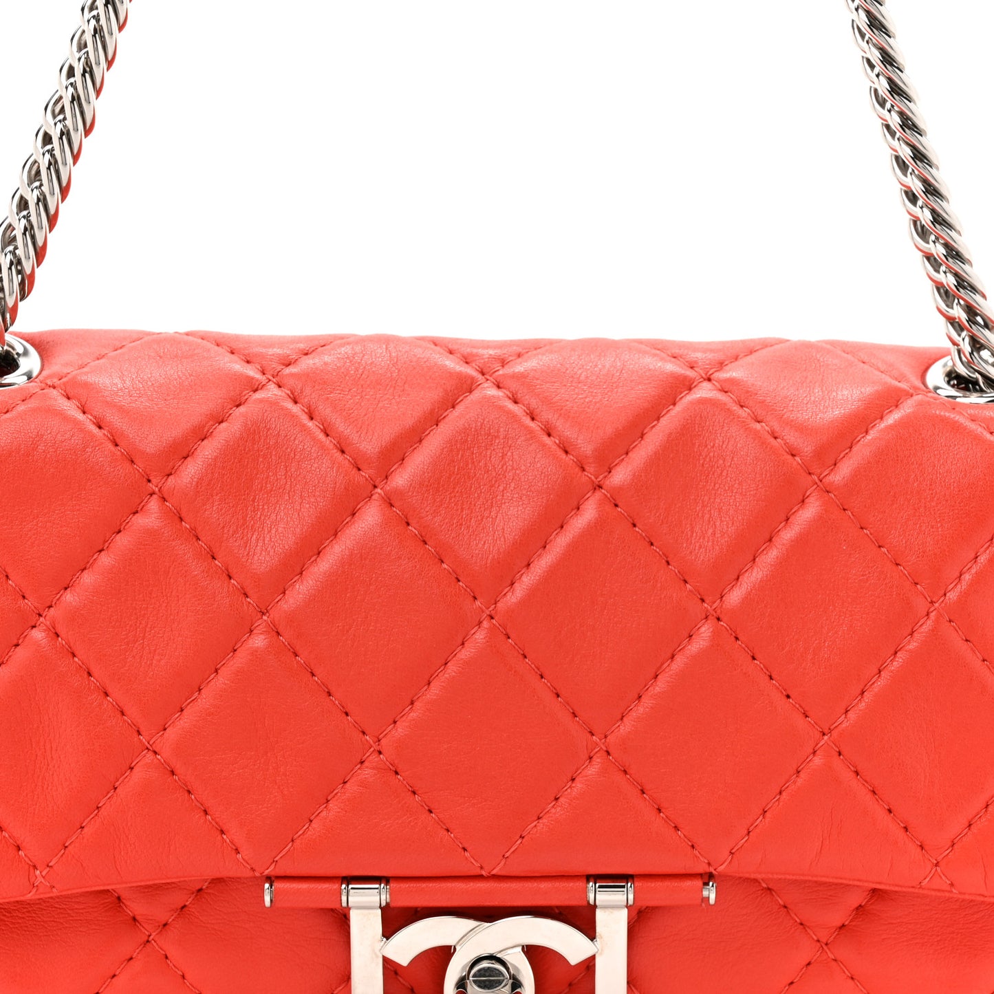 Lambskin Quilted Medium Icons Secret Label Flap Coral