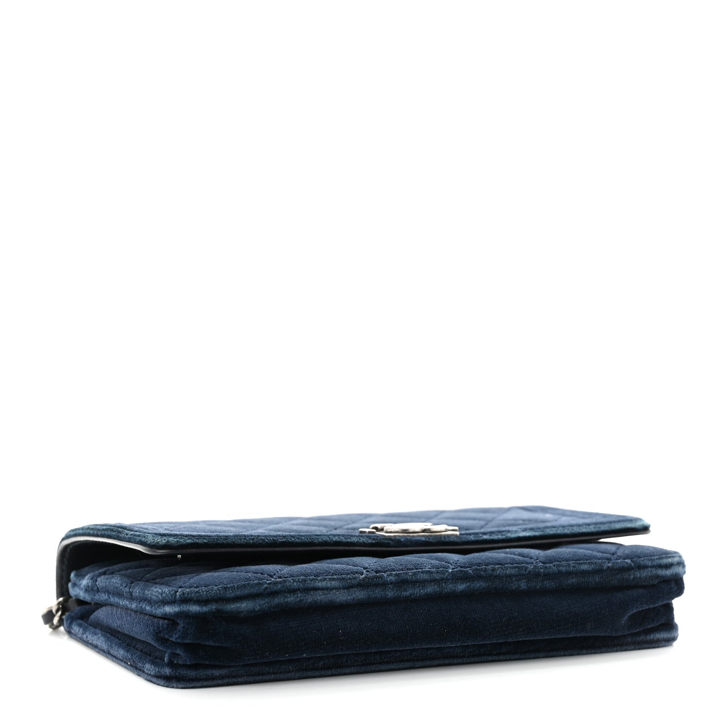 Chanel Velvet Quilted Boy Wallet On Chain WOC Blue 4 of 16