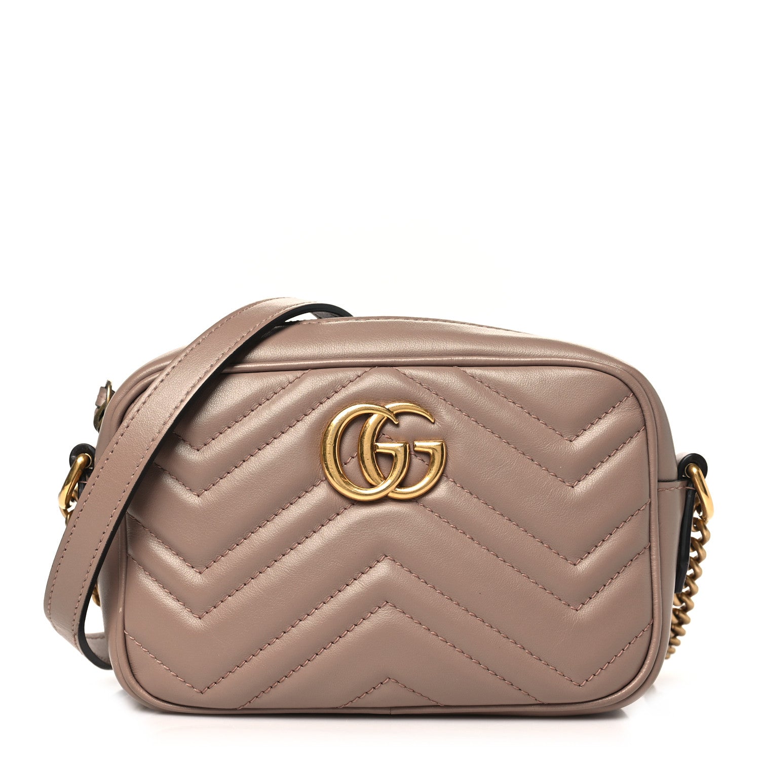 Gucci Calfskin Matelasse Mini GG Marmont Chain Shoulder Bag Porcelain Rose 1 of 12