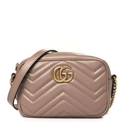 Gucci Calfskin Matelasse Mini GG Marmont Chain Shoulder Bag Porcelain Rose 1 of 12