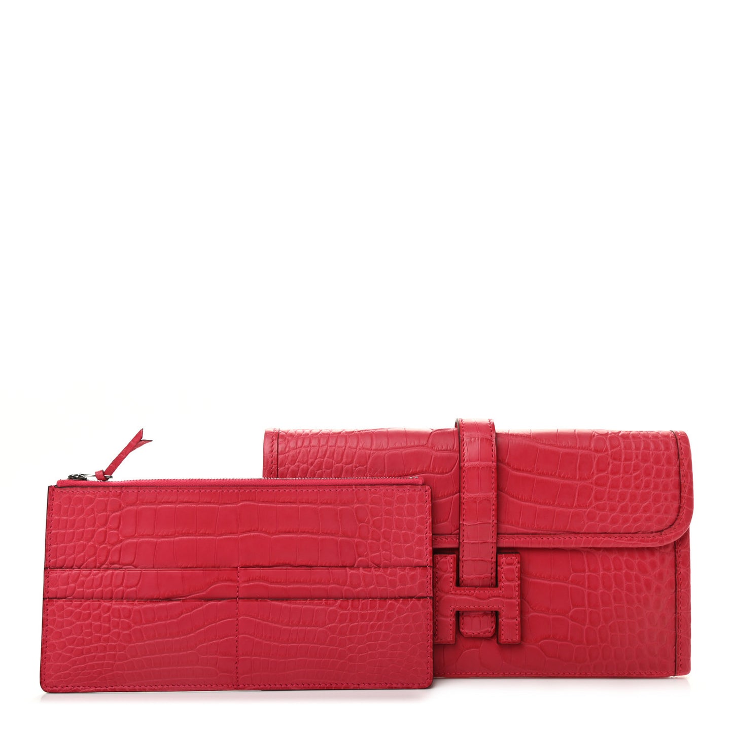 Matte Alligator Jige Duo Clutch Framboise
