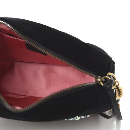 Gucci Velvet Matelasse Crystal Star Embroidered Small GG Marmont Chain Shoulder Bag Black 5 of 10