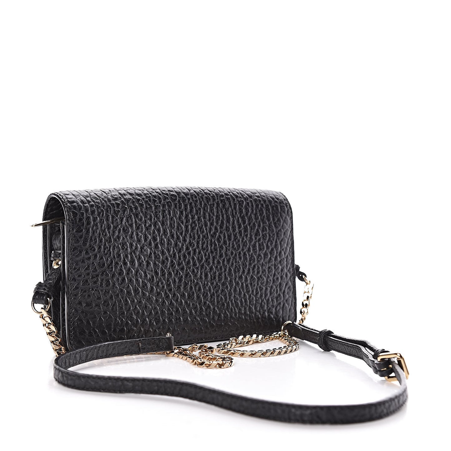 Signature Grain Small Madison Chain Clutch Black
