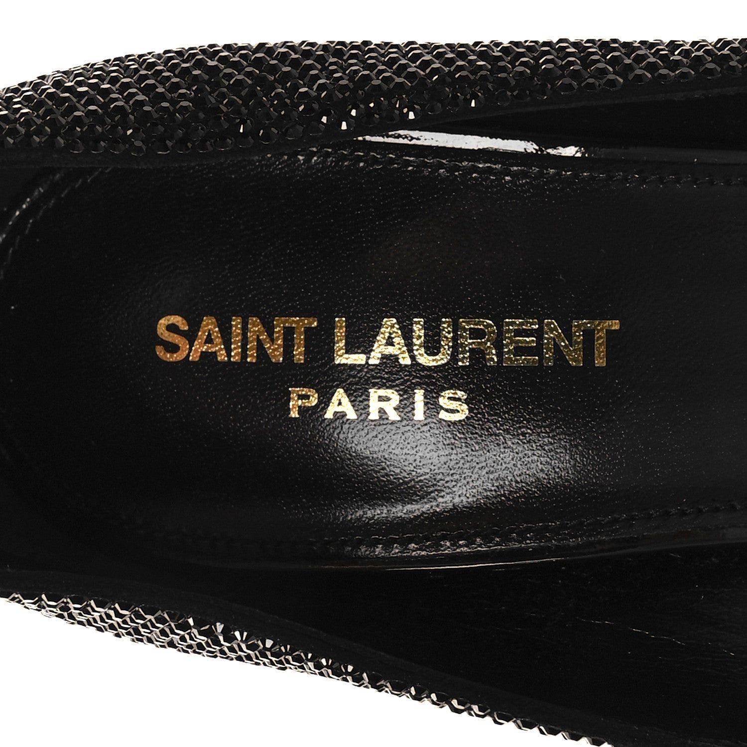 Saint Laurent Kid Suede Crystal Embellished Opyum Ankle Strap Sandals 40 Black 8 of 9