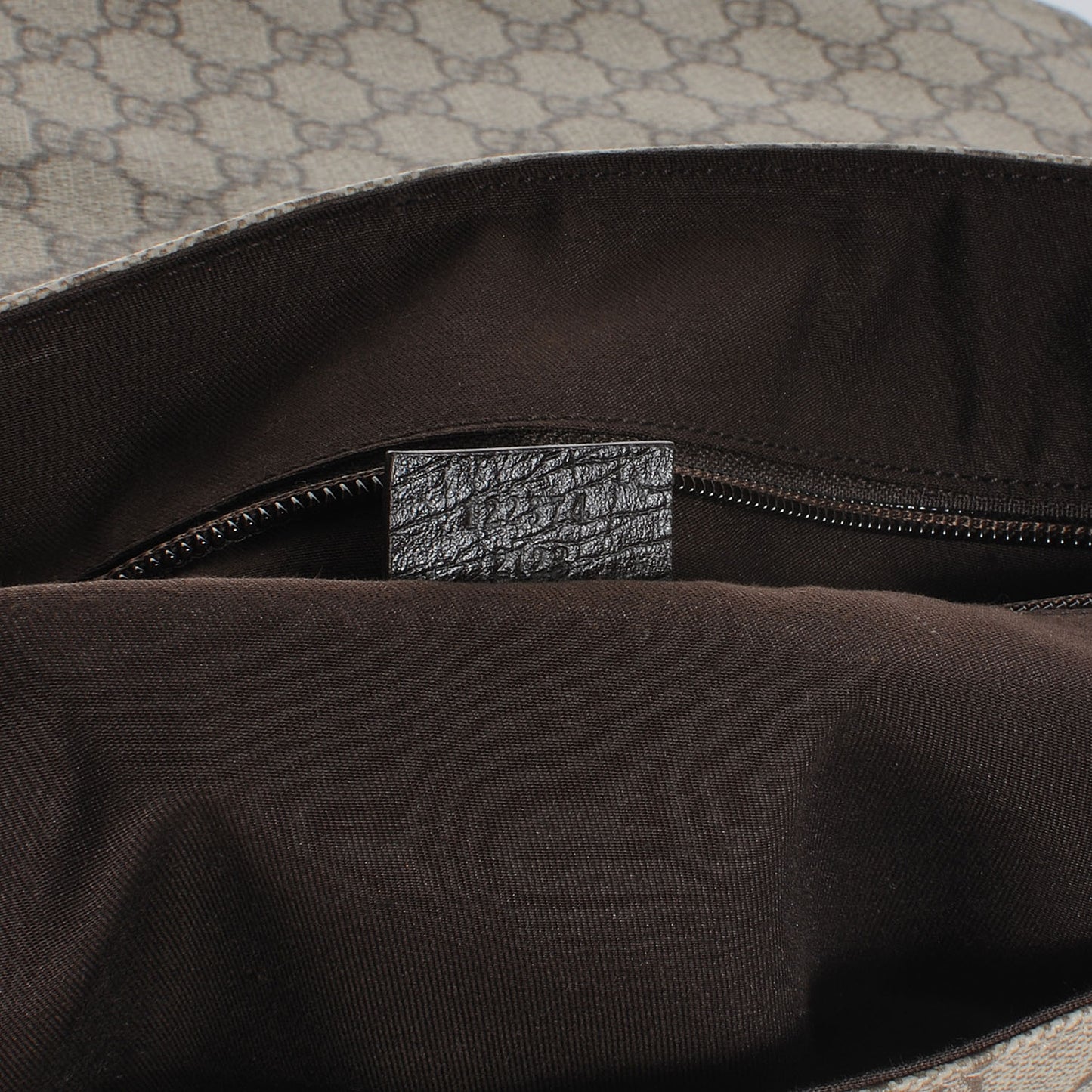 GG Plus Monogram Double Buckle Flap Messenger Bag Beige Ebony