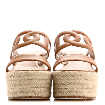 Hermes Nappa Ithea Espadrille Wedge Sandals 35 Naturel 3 of 10