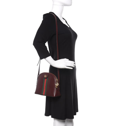 Gucci Textured Calfskin Web Small Ophidia Dome Shoulder Bag Vintage Bordeaux 2 of 11