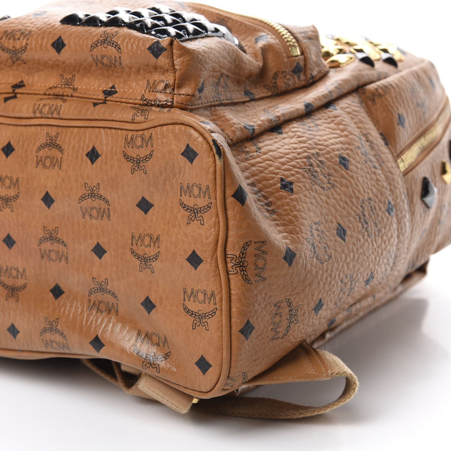 MCM Visetos Studded Medium Stark M Backpack Cognac 6 of 12