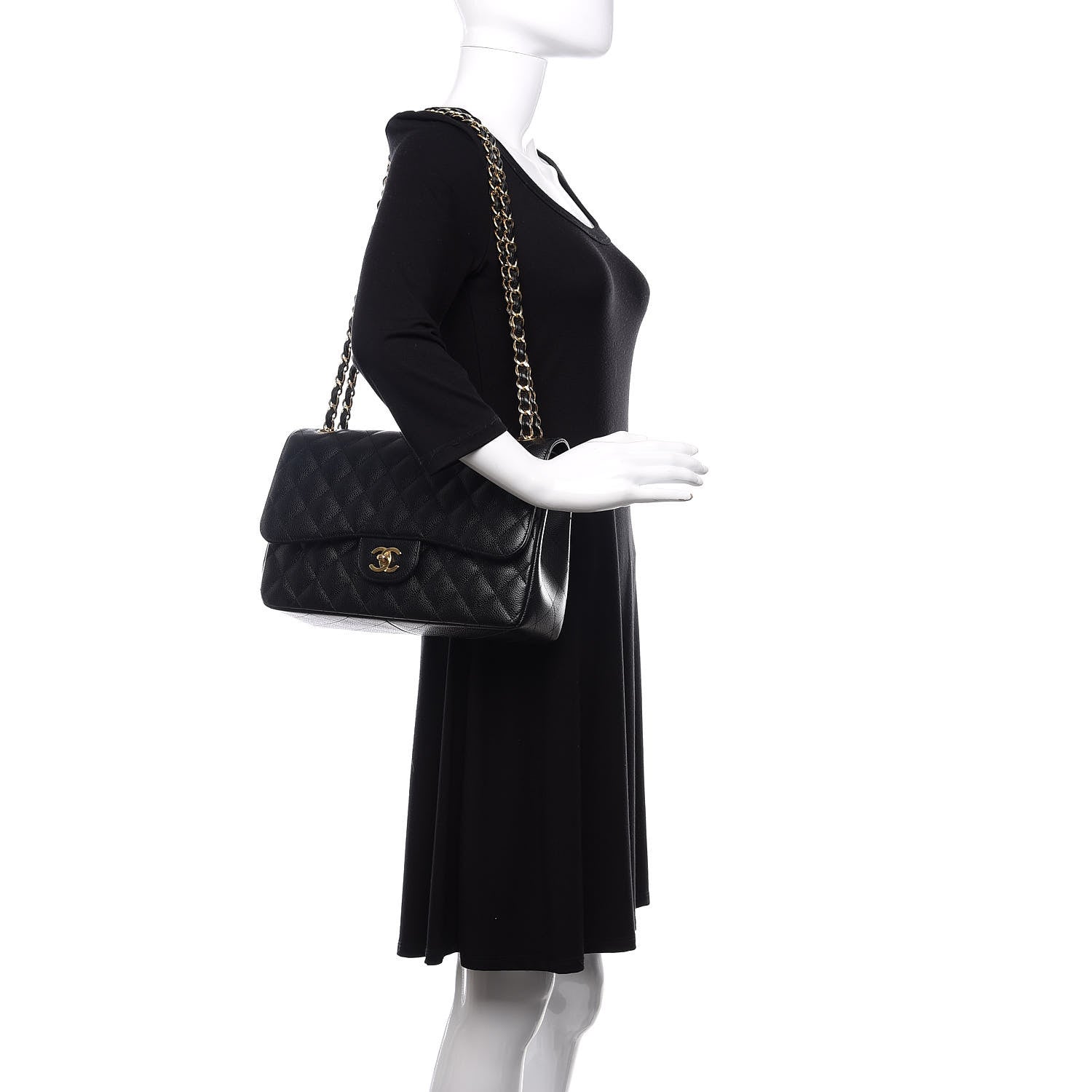 Chanel Caviar Quilted Jumbo Double Flap Black 2 of 12