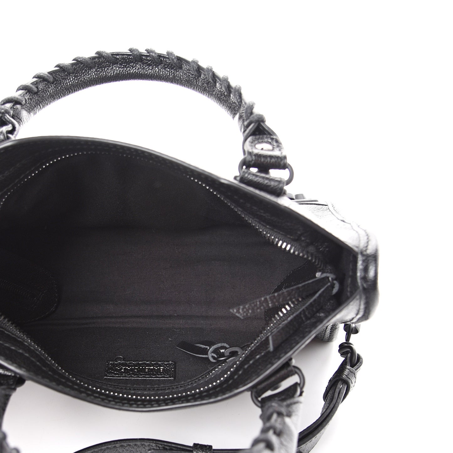 Shiny Goatskin Matte Black Metallic Edge Hardware Mini City Black