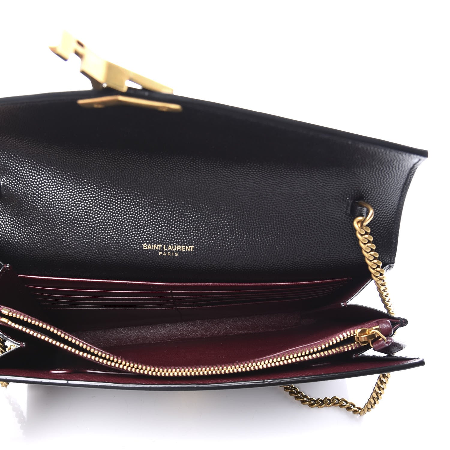 Saint Laurent Grain De Poudre Monogram Cassandra Chain Wallet Black Rouge Legion 4 of 12