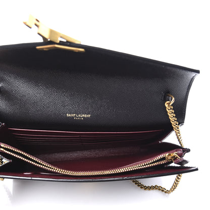 Saint Laurent Grain De Poudre Monogram Cassandra Chain Wallet Black Rouge Legion 4 of 12