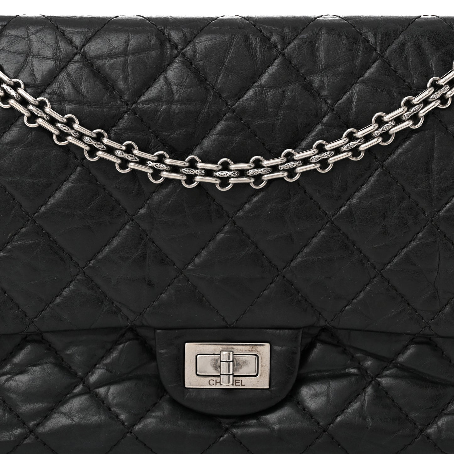 Aged Calfskin Quilted 2.55 Reissue 226 Flap Black