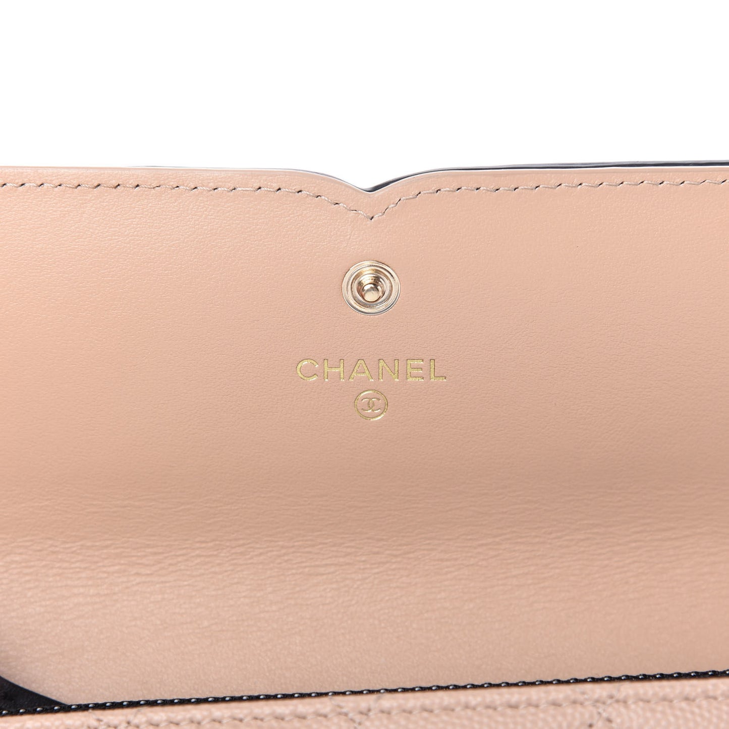 Caviar Quilted Filigree Flap Wallet Beige Black