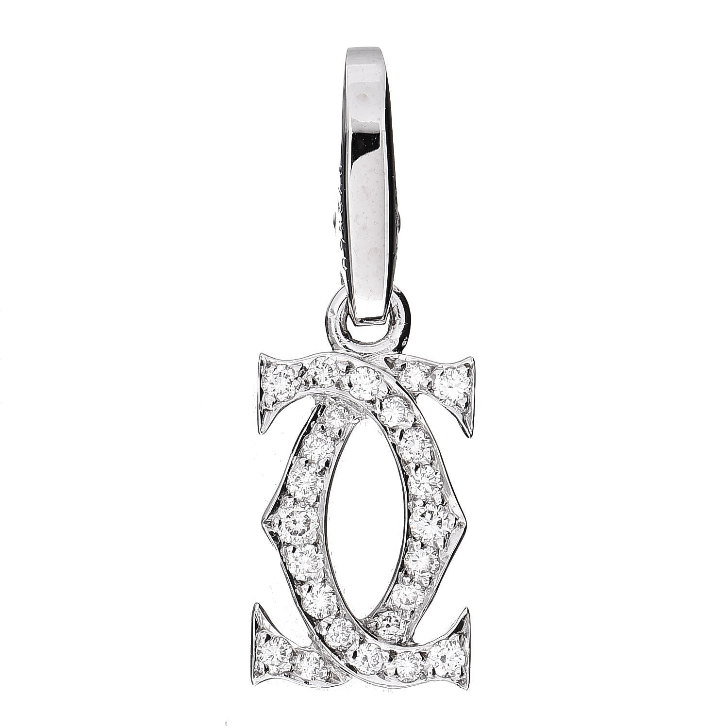 Cartier 18K White Gold Diamond Logo Charm 1 of 3