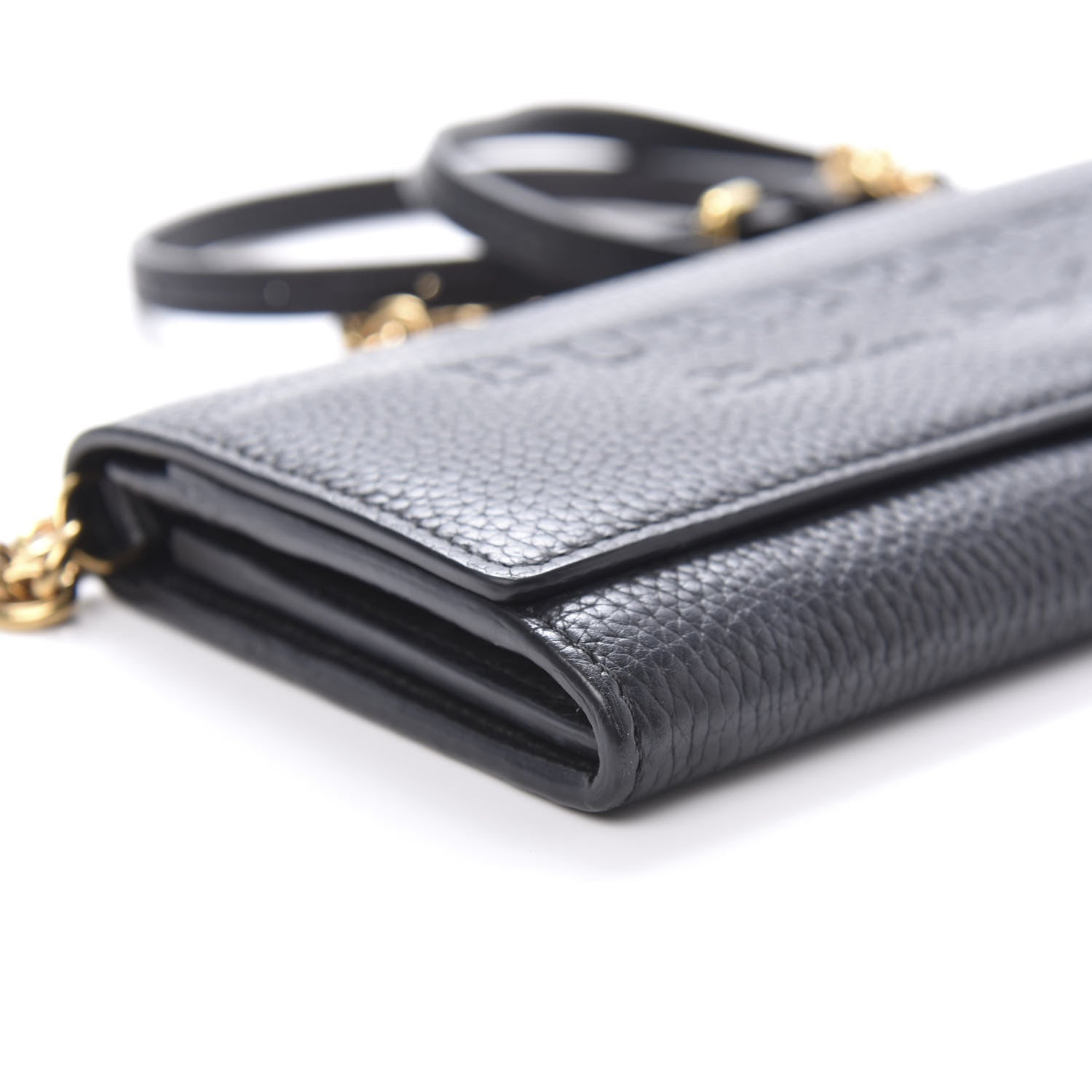 Burberry Calfskin Logo Embossed Chain Wallet Black 6 of 9