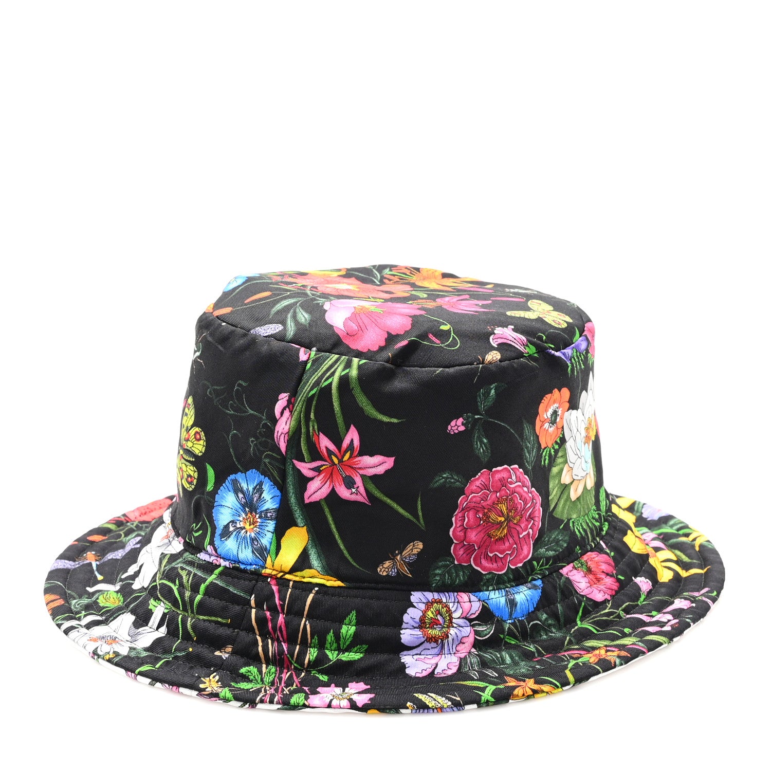 Gucci Silk Monogram Bob Reversible Flora Bucket Hat L White Multicolor 1 of 11