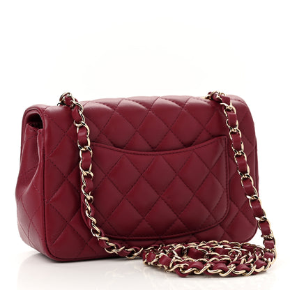 Chanel Lambskin Quilted Mini Rectangular Flap Burgundy 3 of 10