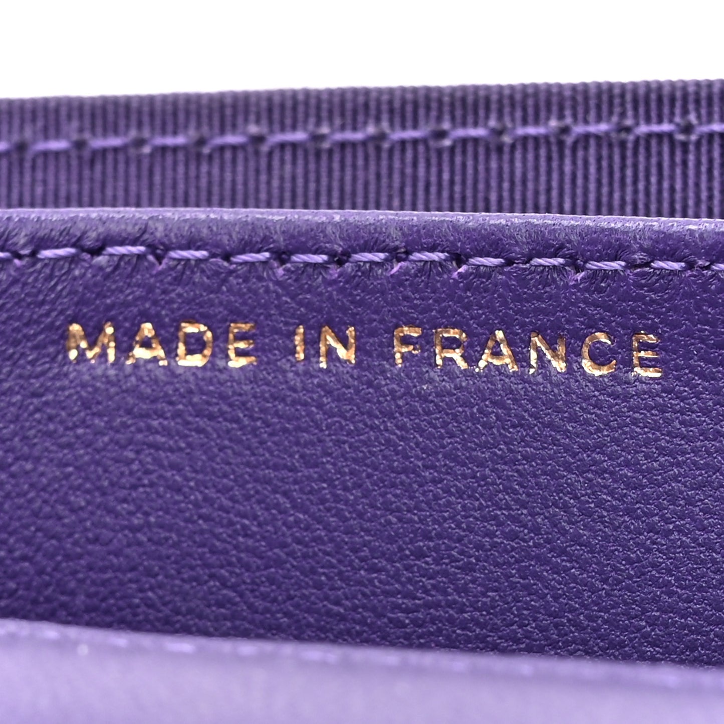 Lambskin Quilted Boy Flap Card Holder Purple