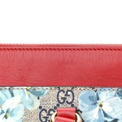 Gucci GG Supreme Monogram Blooms Medium Zip Top Tote Beige Blue Navy Hibiscus Red 16 of 21