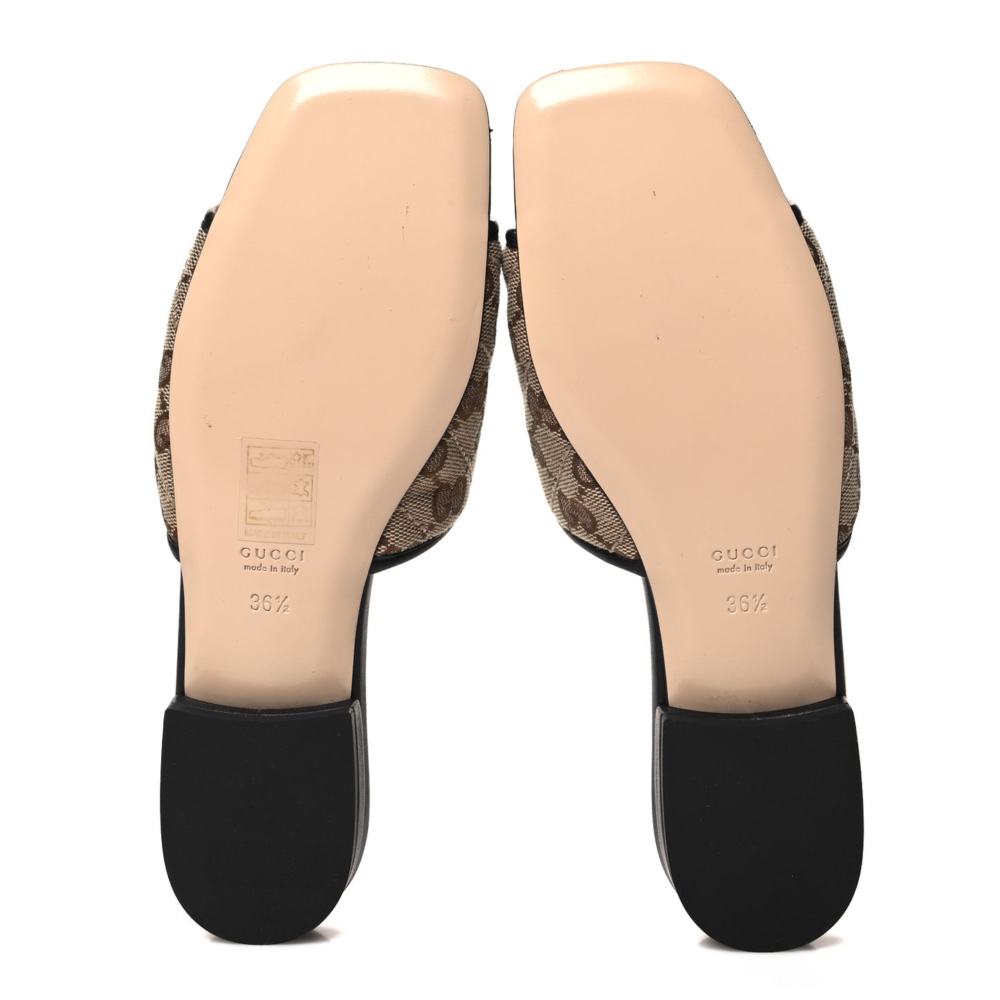Monogram Matelasse Diagonal GG Marmont Flat Slide Sandals 36.5 Beige Ebony Black