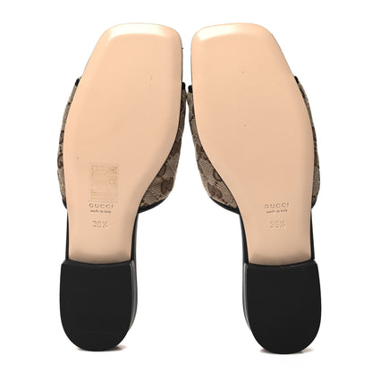 Gucci Monogram Matelasse Diagonal GG Marmont Flat Slide Sandals 36.5 Beige Ebony Black 5 of 9