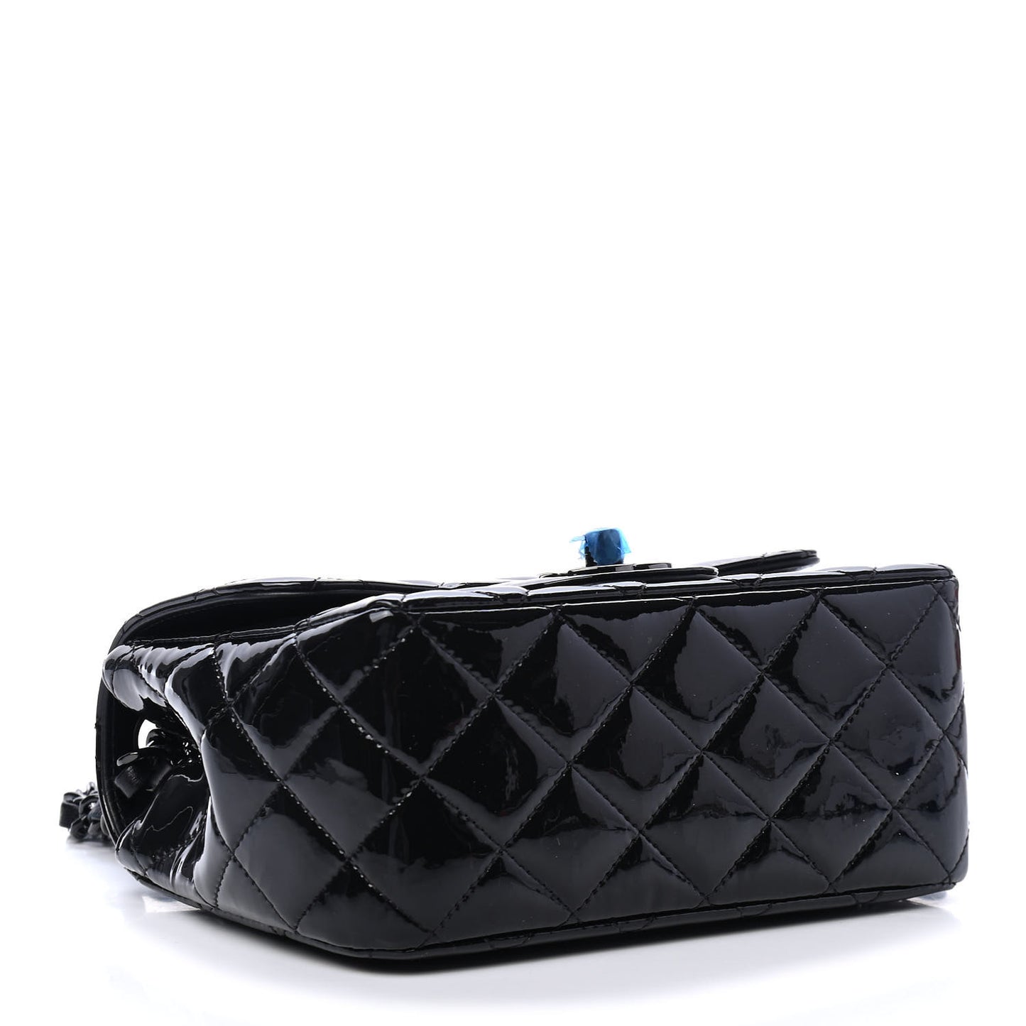 Patent Calfskin Quilted Mini Square Flap So Black