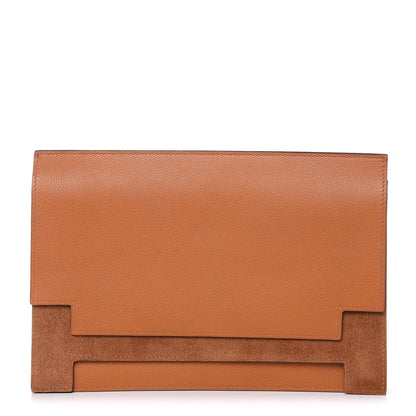 Hermes Evercolor Veau Grizzly Multiplis Clutch Bag Toffee Chamois 1 of 9