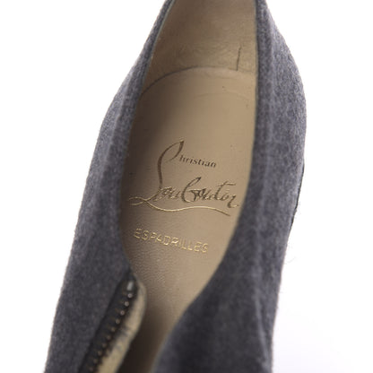 Christian Louboutin Flannel Rope Calfskin Deroba 140 Wedge Ankle Boots 40 Grey Black 6 of 10