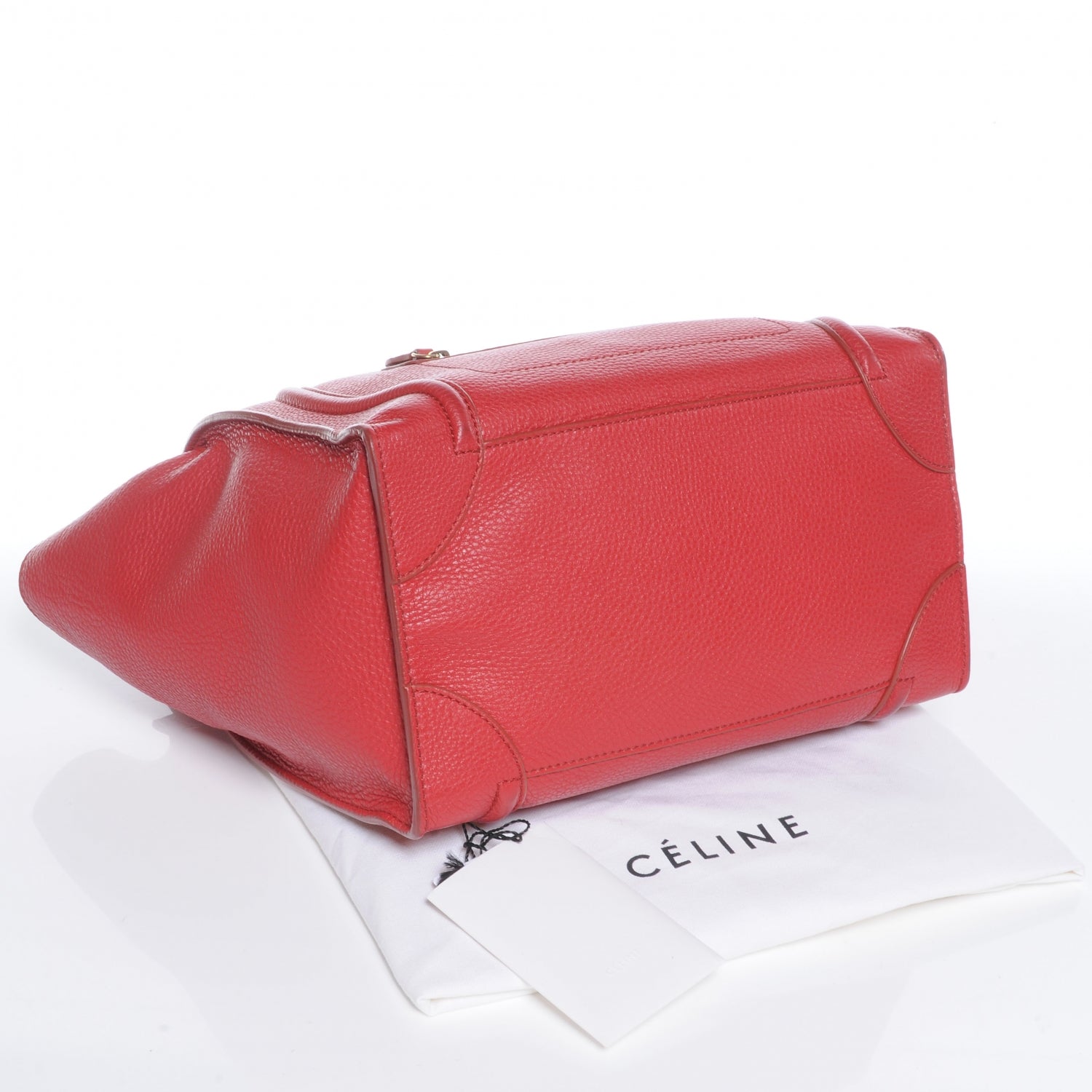 Celine Drummed Calfskin Mini Luggage Bag Red 4 of 9