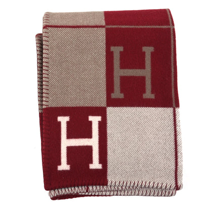 Hermes Wool Cashmere Avalon III Blanket Ecru Rouge H 1 of 3