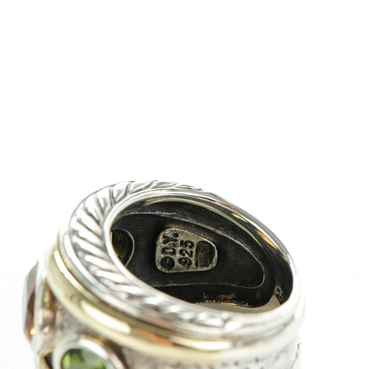 David Yurman Sterling Silver 14K Yellow Gold Citrine Peridot 17mm Renaissance Ring 52 6 5 of 5