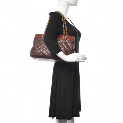 Chanel Calfskin Quilted Medium Soft Elegance Tote Burgundy 2 of 11