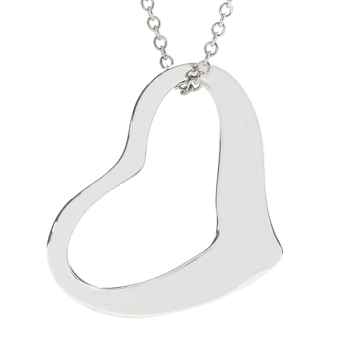 Tiffany Sterling Silver 22mm Elsa Peretti Open Heart Pendant Necklace 4 of 7