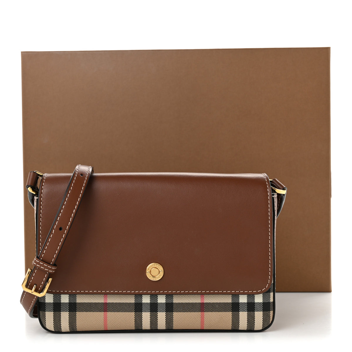 Burberry Calfskin Vintage Check New Hampshire Bag Archive Beige Tan 11 of 11