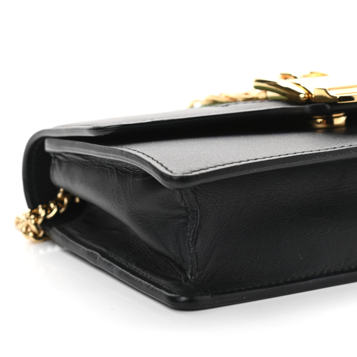 Gucci Calfskin Super Mini Sylvie Chain Shoulder Bag Black 8 of 9