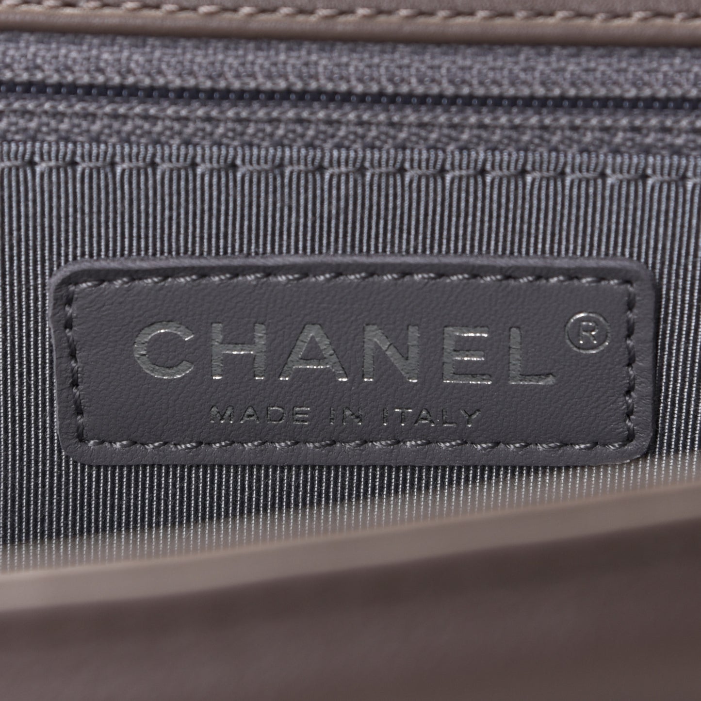 Calfskin Chevron Quilted Medium Boy Flap Grey