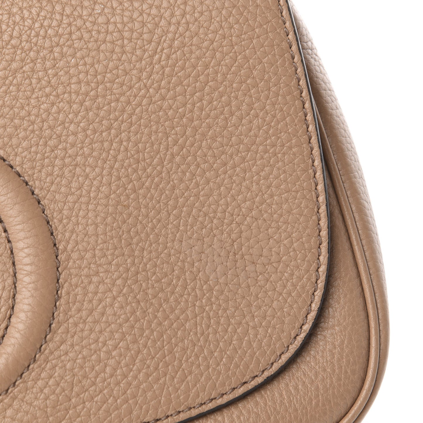 Pebbled Calfskin Medium Soho Flap Crossbody Camelia