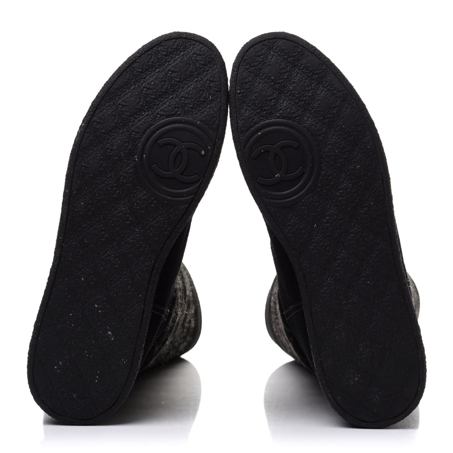 Suede Quilted Shearling High Boots 40 Black
