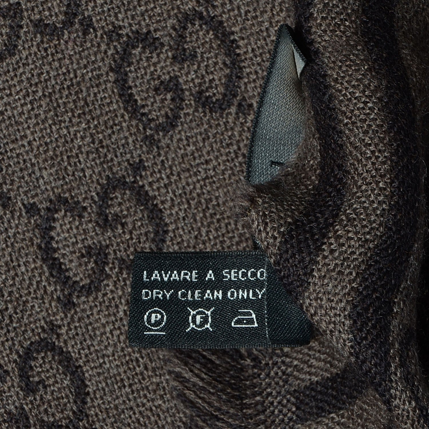 Gucci Monogram Wool Fringe Scarf Brown 7 of 7
