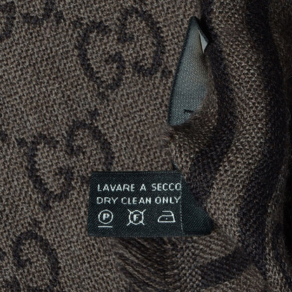 Gucci Monogram Wool Fringe Scarf Brown 7 of 7