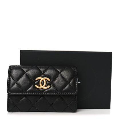 Chanel Lambskin Quilted Flap Card Holder Black 9 of 9