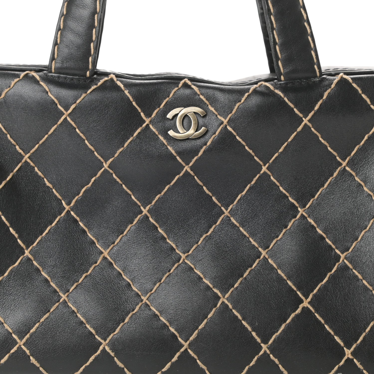 Chanel Calfskin Contrast Stitch Surpique Bowler Black 8 of 18