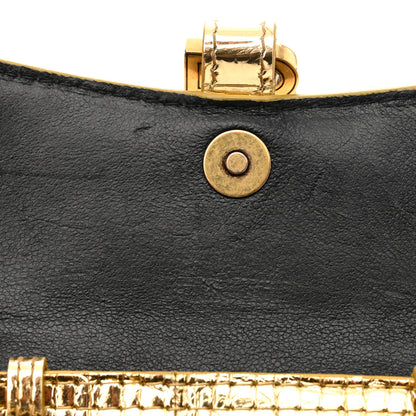 Balenciaga Metallic Calfskin Crocodile Embossed Hourglass Top Handle Bag Mini Gold 13 of 13