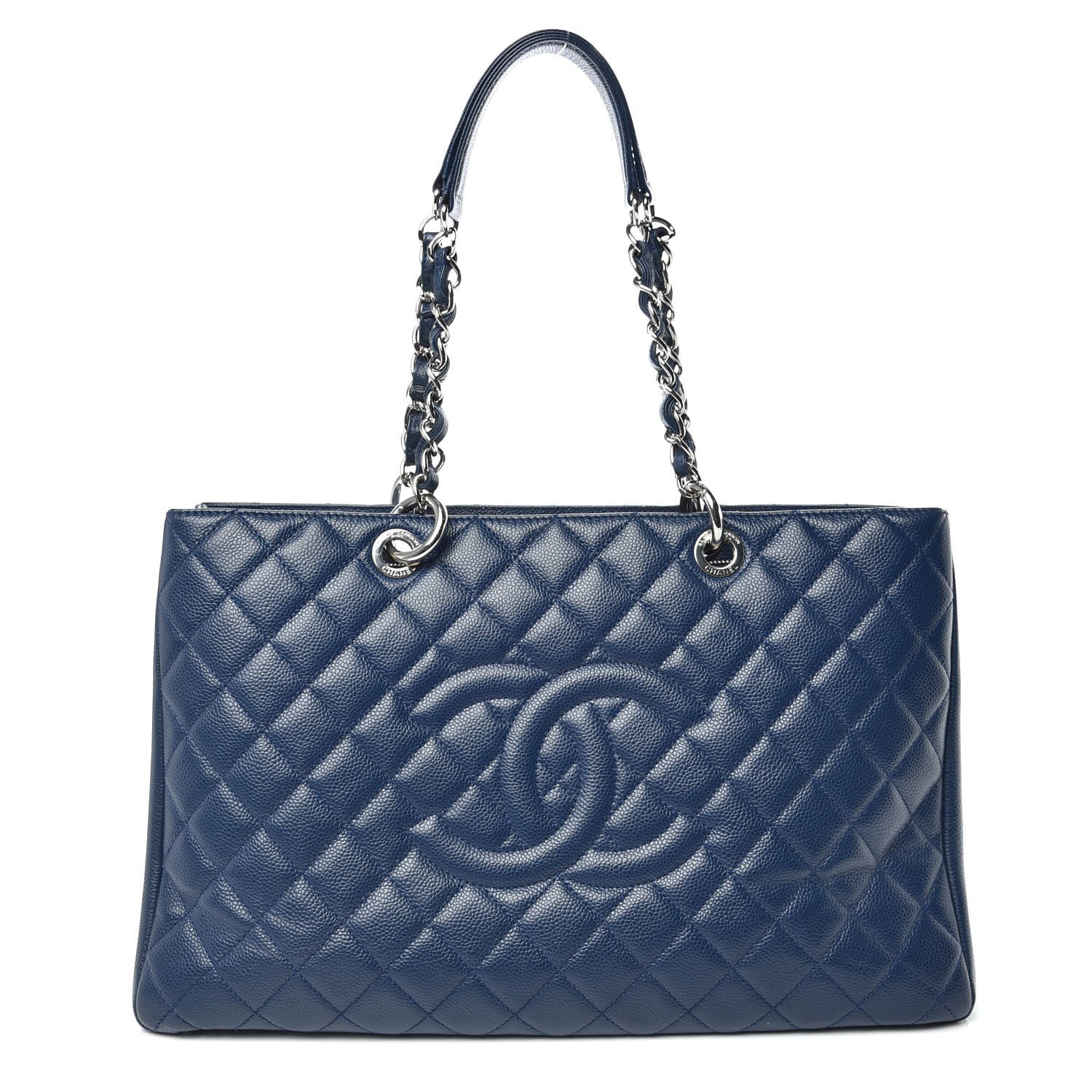 Chanel Caviar Quilted XL Grand Shopping Tote GST Navy Blue 1 of 10