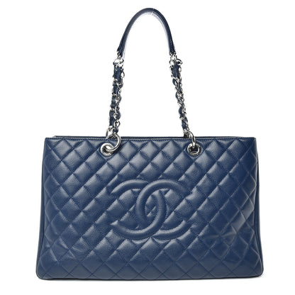 Chanel Caviar Quilted XL Grand Shopping Tote GST Navy Blue 1 of 10