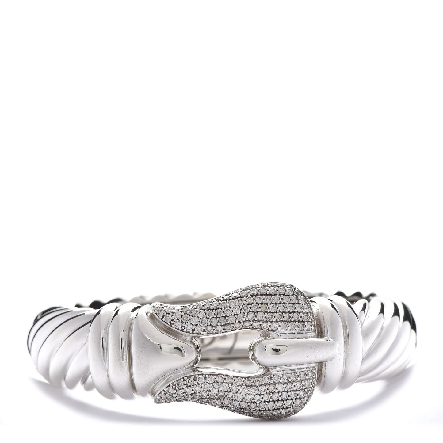 Sterling Silver Diamond 15mm Cable Buckle Bracelet