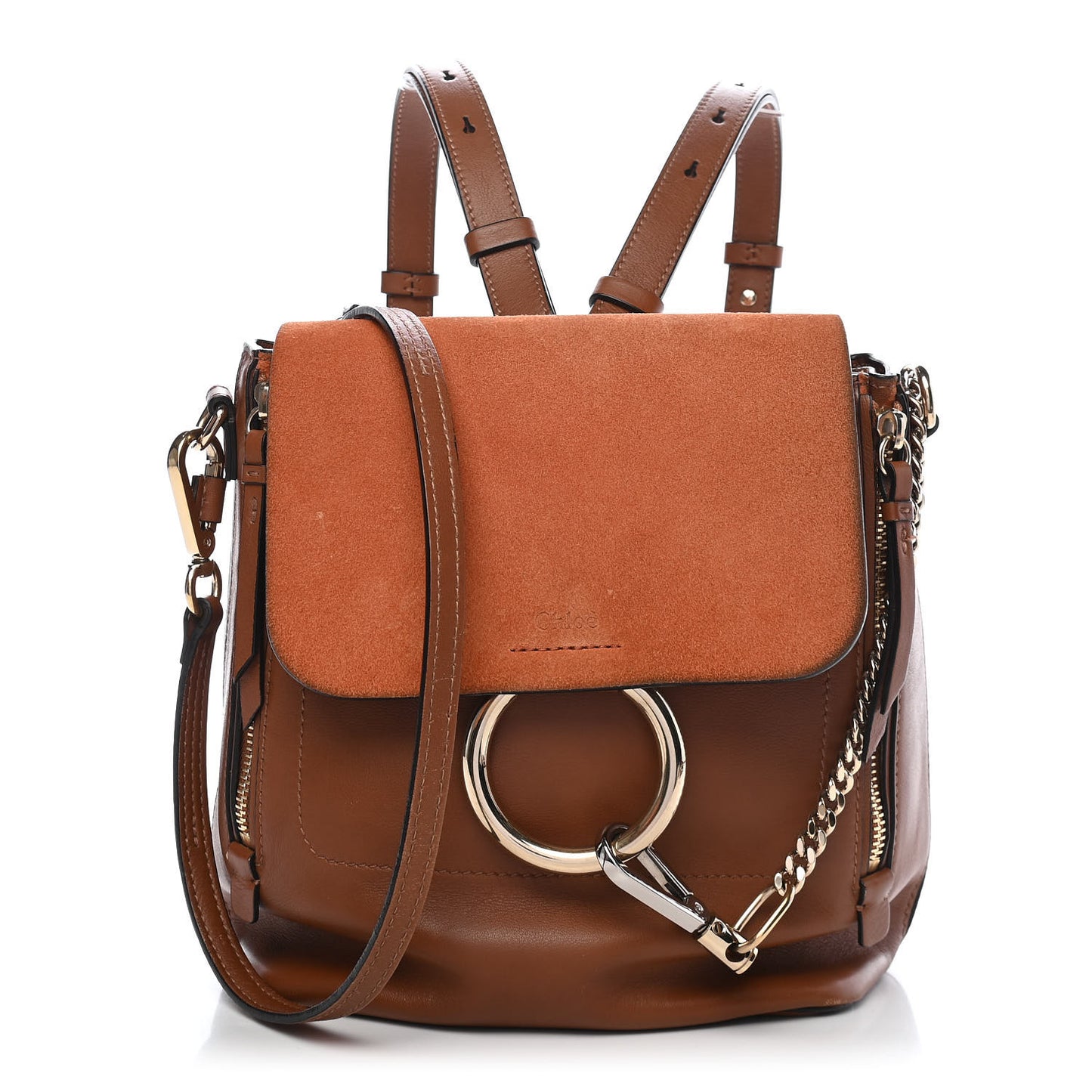 Suede Calfskin Small Faye Backpack Tan